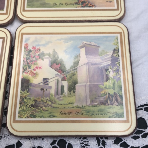 Set Of 6 Pimpernel Coasters Bermuda National Trust Cottages NWOT - Picture 4 of 10